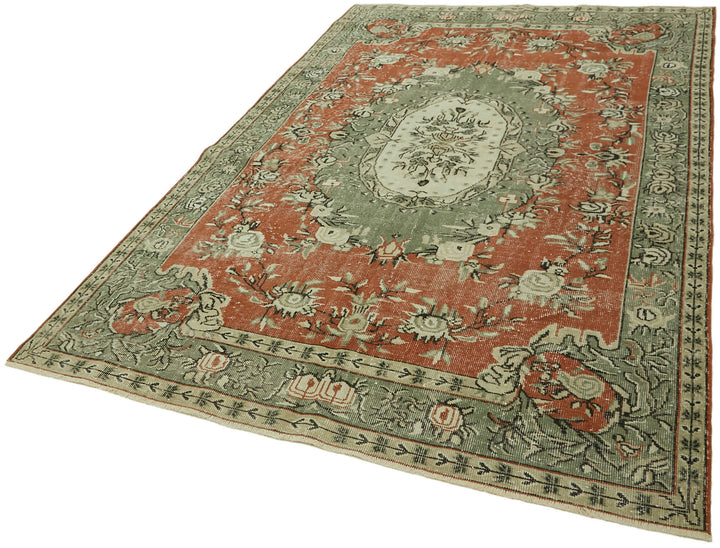 6x9 Beige Turkish Vintage Area Rug - 44574