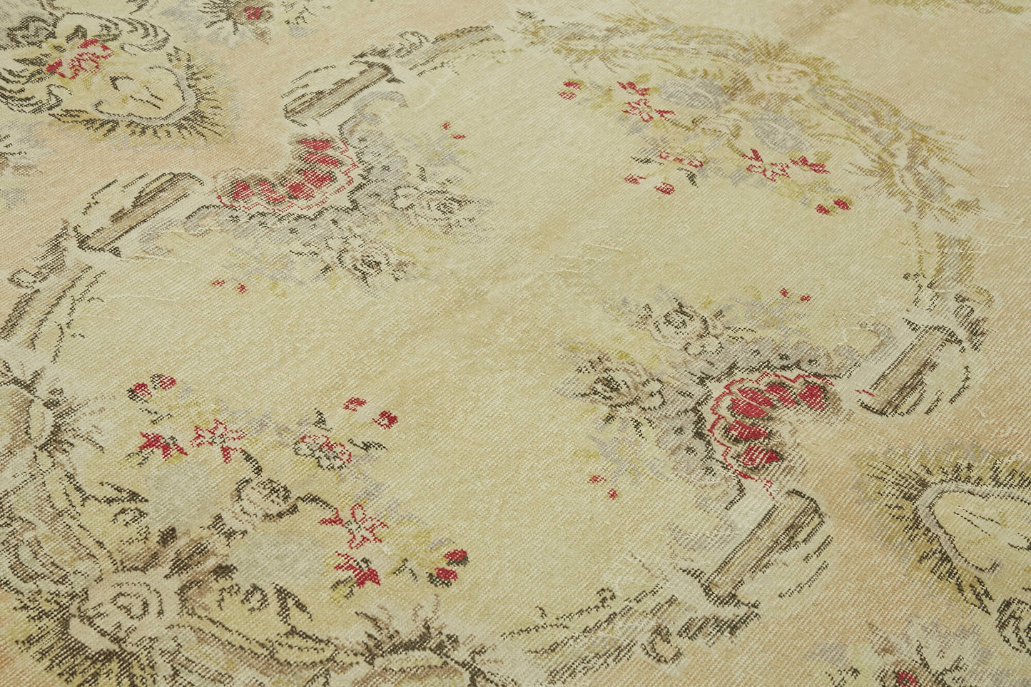 7x10 Beige Turkish Vintage Area Rug - 44575