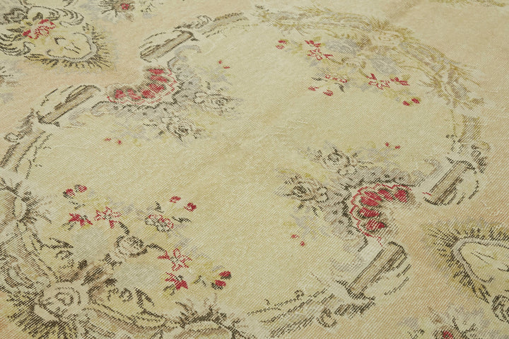 7x10 Beige Turkish Vintage Area Rug - 44575