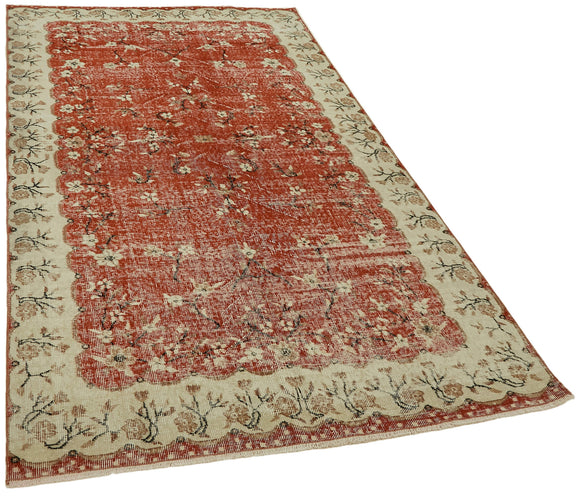 5x8 Beige Turkish Vintage Area Rug - 44579