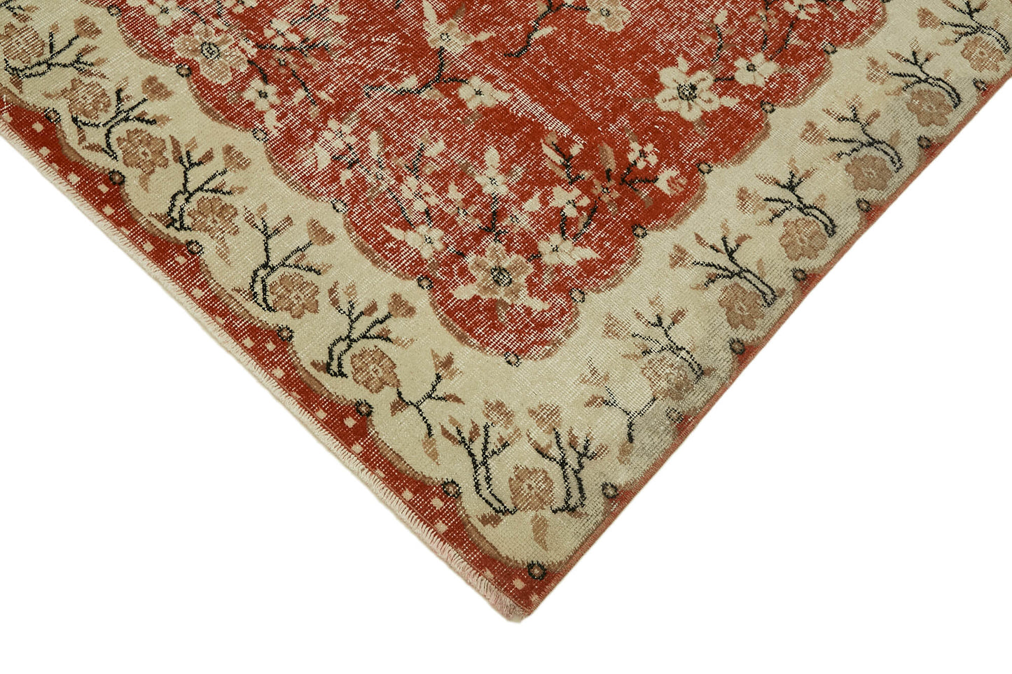 5x8 Beige Turkish Vintage Area Rug - 44579