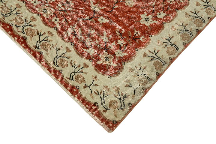 5x8 Beige Turkish Vintage Area Rug - 44579