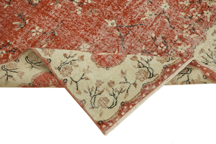 5x8 Beige Turkish Vintage Area Rug - 44579