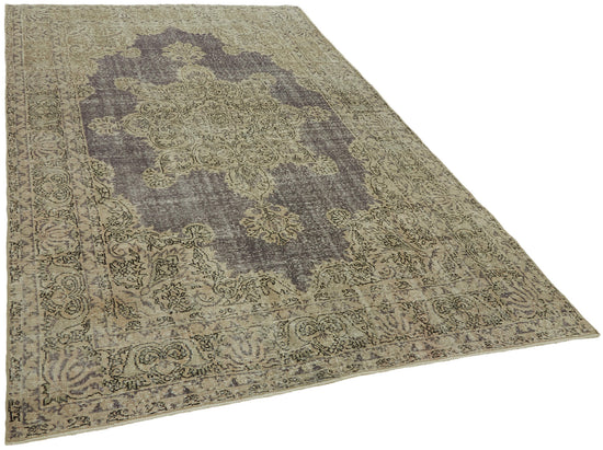 7x10 Beige Turkish Vintage Area Rug - 44582