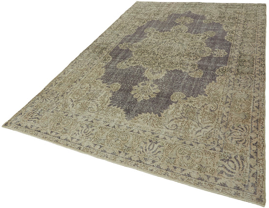 7x10 Beige Turkish Vintage Area Rug - 44582