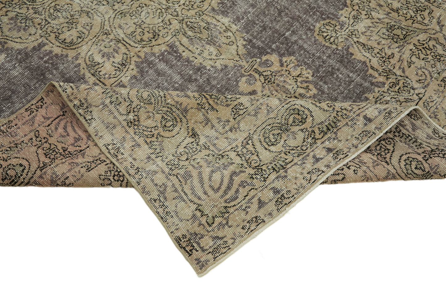 7x10 Beige Turkish Vintage Area Rug - 44582