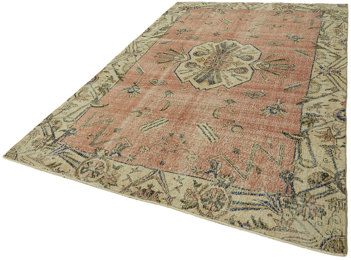 7x10 Beige Turkish Vintage Area Rug - 44586