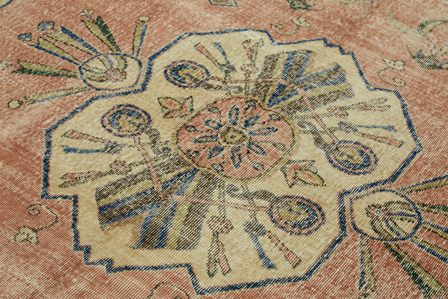 7x10 Beige Turkish Vintage Area Rug - 44586