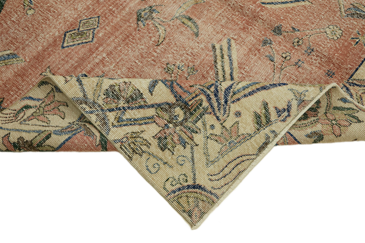 7x10 Beige Turkish Vintage Area Rug - 44586