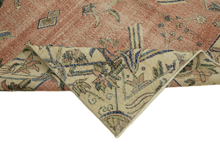 7x10 Beige Turkish Vintage Area Rug - 44586