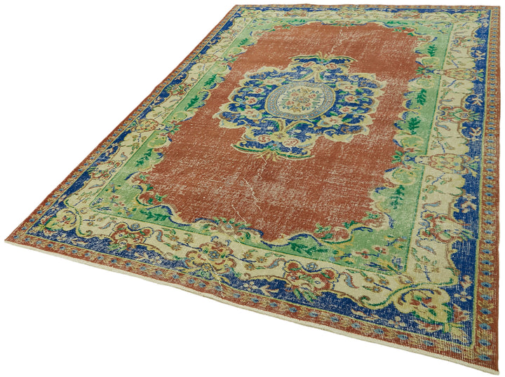 6x9 Beige Turkish Vintage Area Rug - 44592