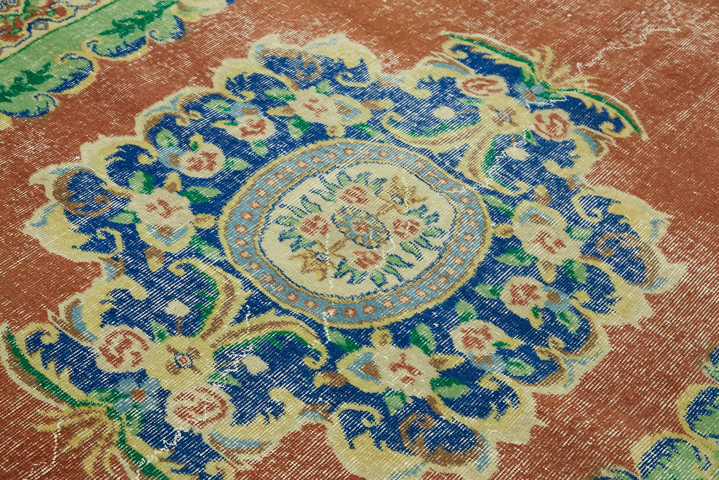 6x9 Beige Turkish Vintage Area Rug - 44592