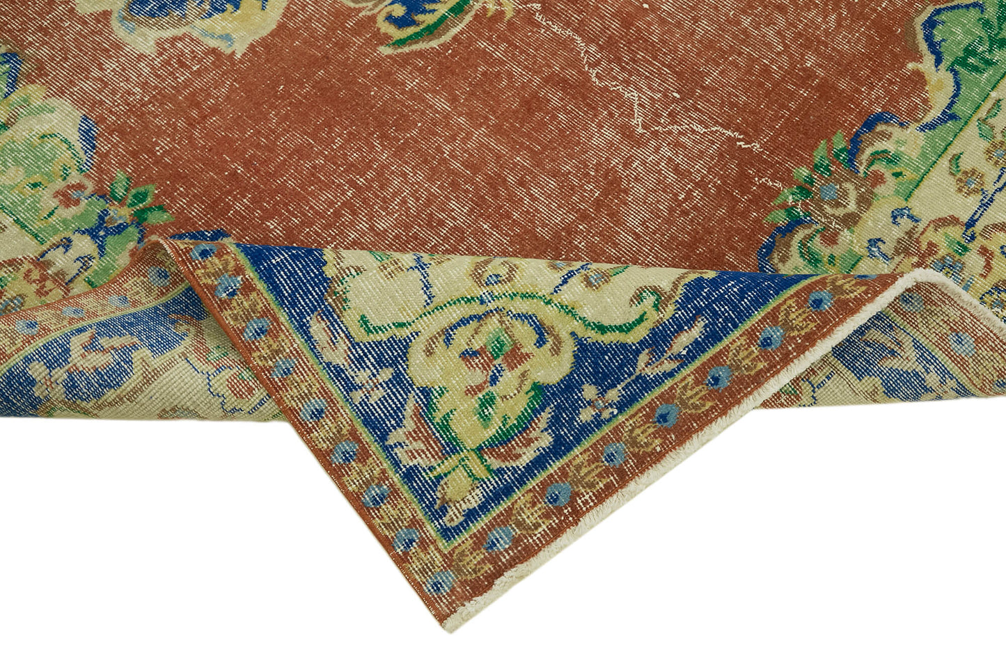 6x9 Beige Turkish Vintage Area Rug - 44592