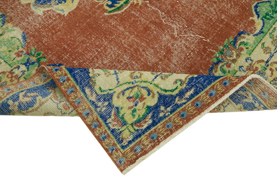 6x9 Beige Turkish Vintage Area Rug - 44592