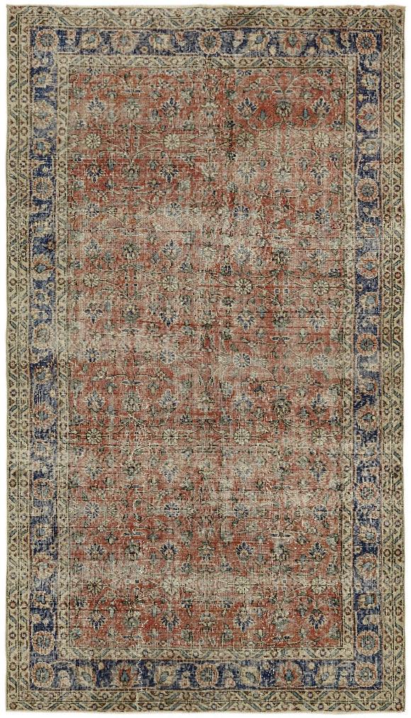 5x9 Beige Turkish Vintage Area Rug - 44595