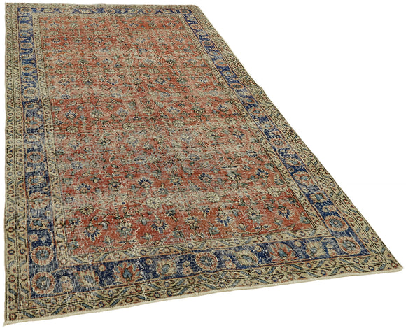 5x9 Beige Turkish Vintage Area Rug - 44595
