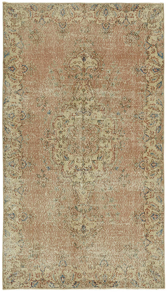 5x8 Beige Turkish Vintage Area Rug - 44597