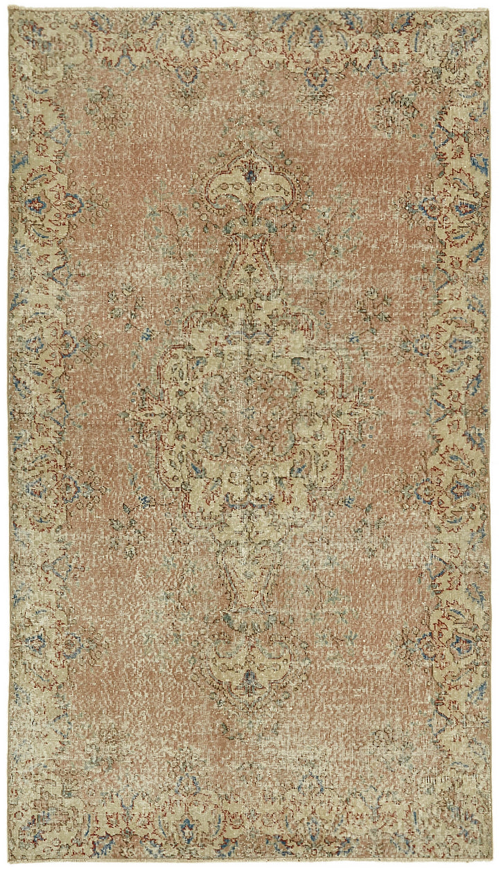 5x8 Beige Turkish Vintage Area Rug - 44597