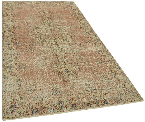 5x8 Beige Turkish Vintage Area Rug - 44597