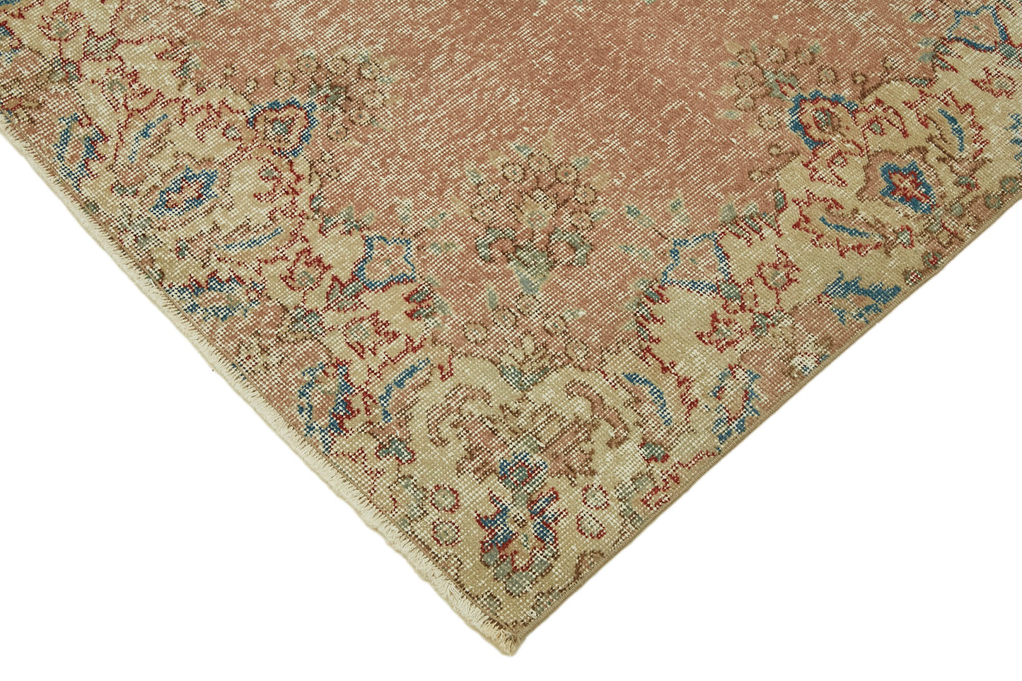 5x8 Beige Turkish Vintage Area Rug - 44597