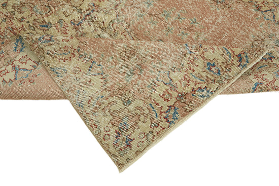 5x8 Beige Turkish Vintage Area Rug - 44597