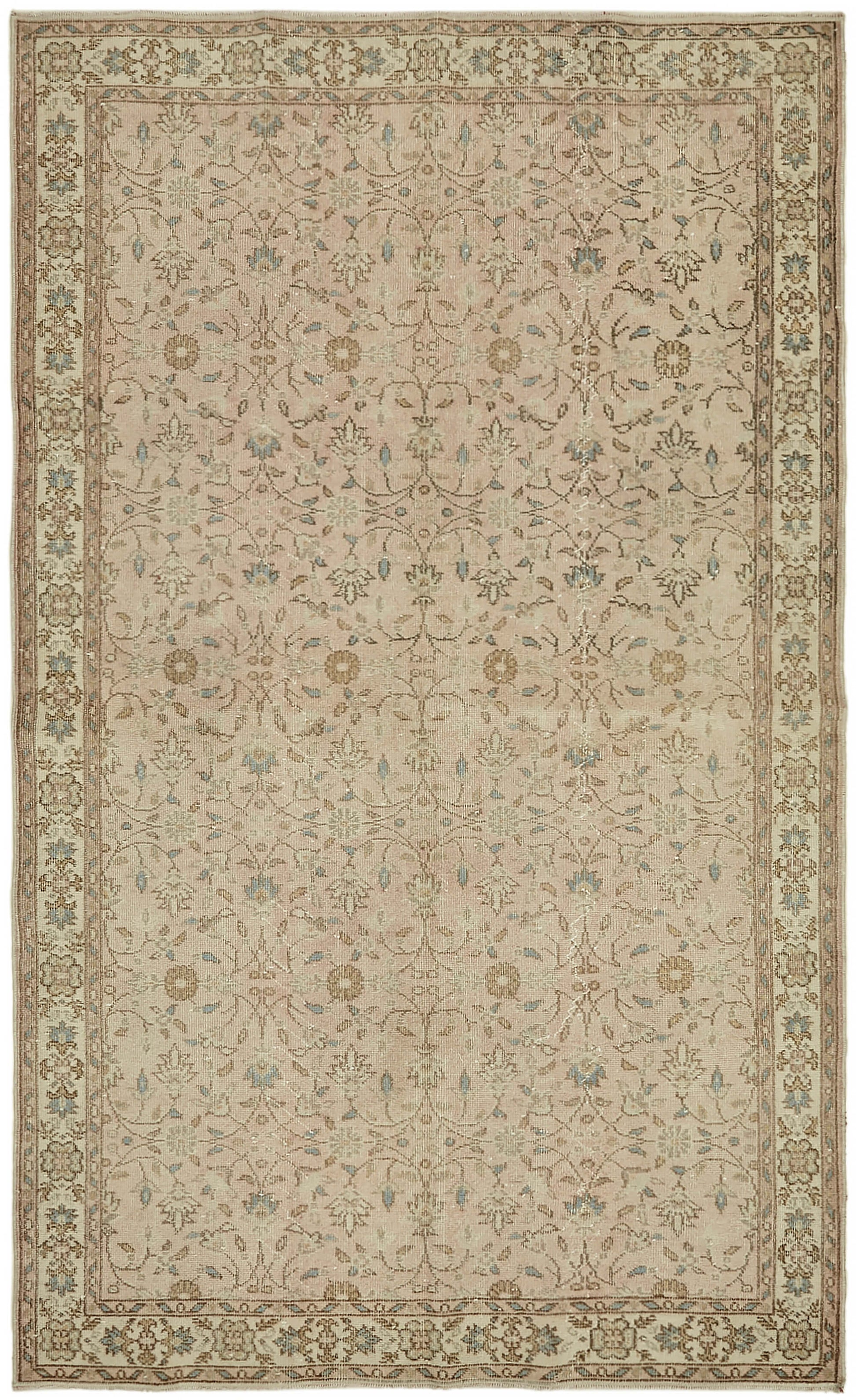 5x9 Beige Turkish Vintage Area Rug - 44601