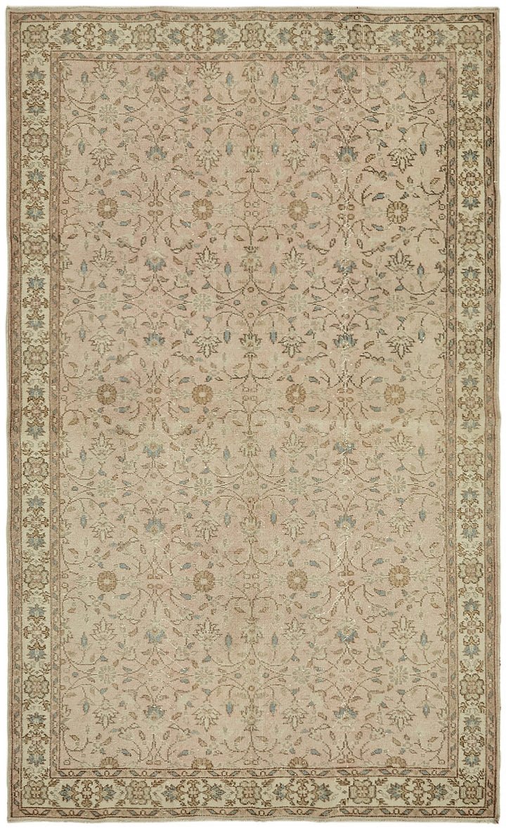 5x9 Beige Turkish Vintage Area Rug - 44601