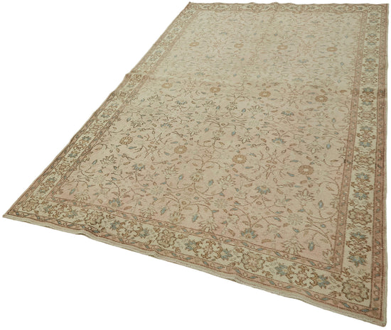 5x9 Beige Turkish Vintage Area Rug - 44601
