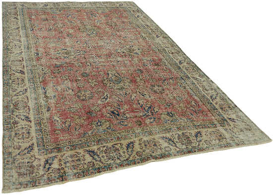 7x10 Beige Turkish Vintage Area Rug - 44606