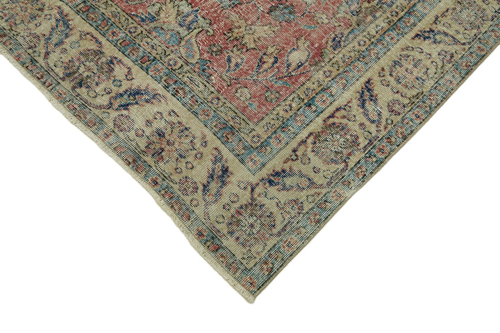 7x10 Beige Turkish Vintage Area Rug - 44606