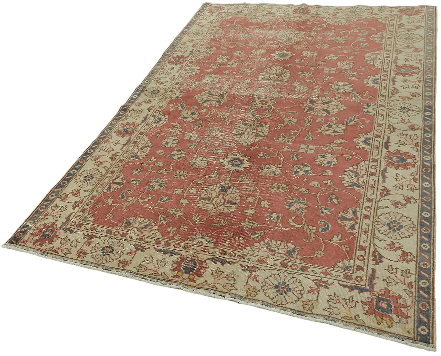 5x8 Beige Turkish Vintage Area Rug - 44607