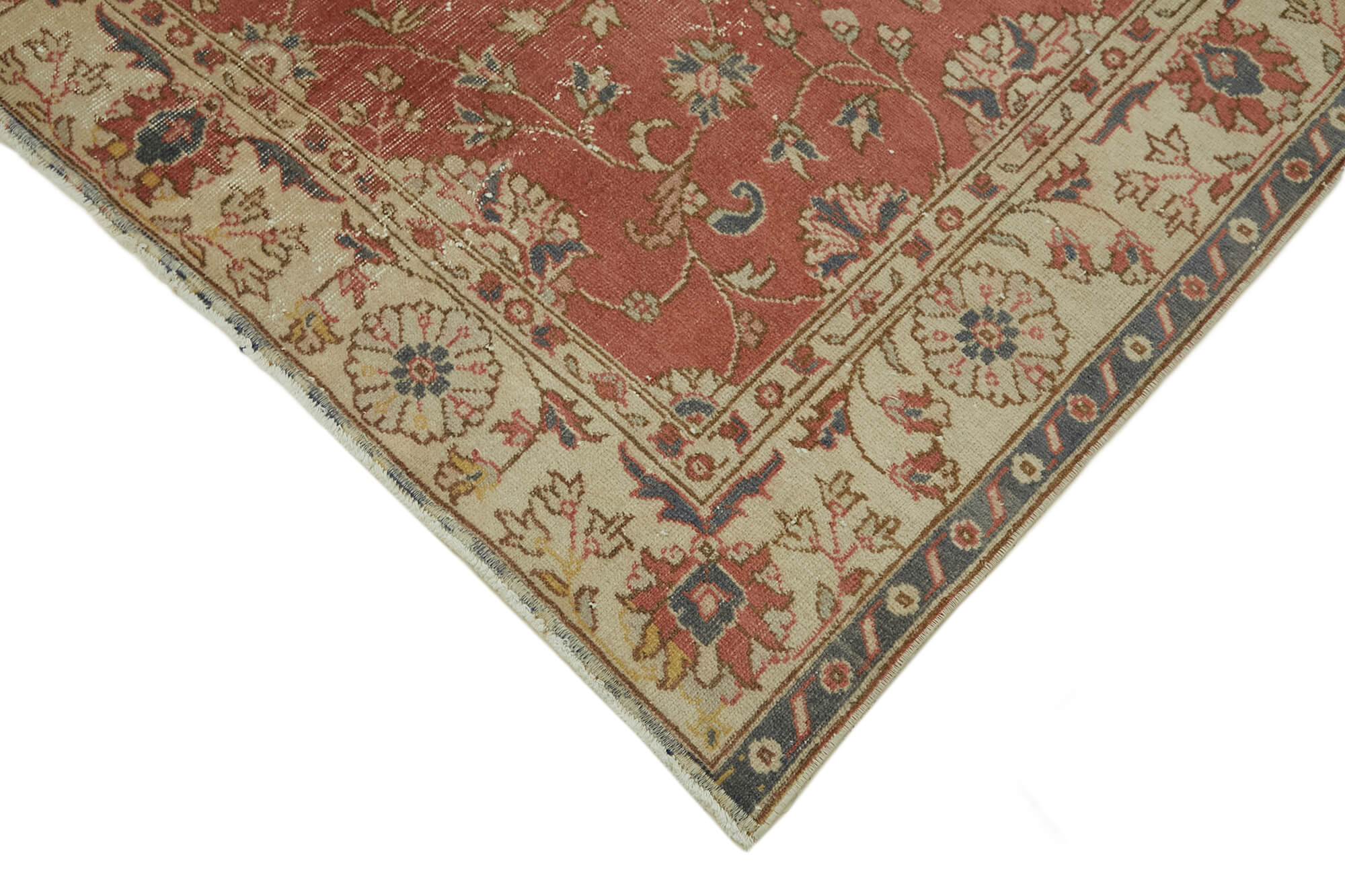 5x8 Beige Turkish Vintage Area Rug - 44607