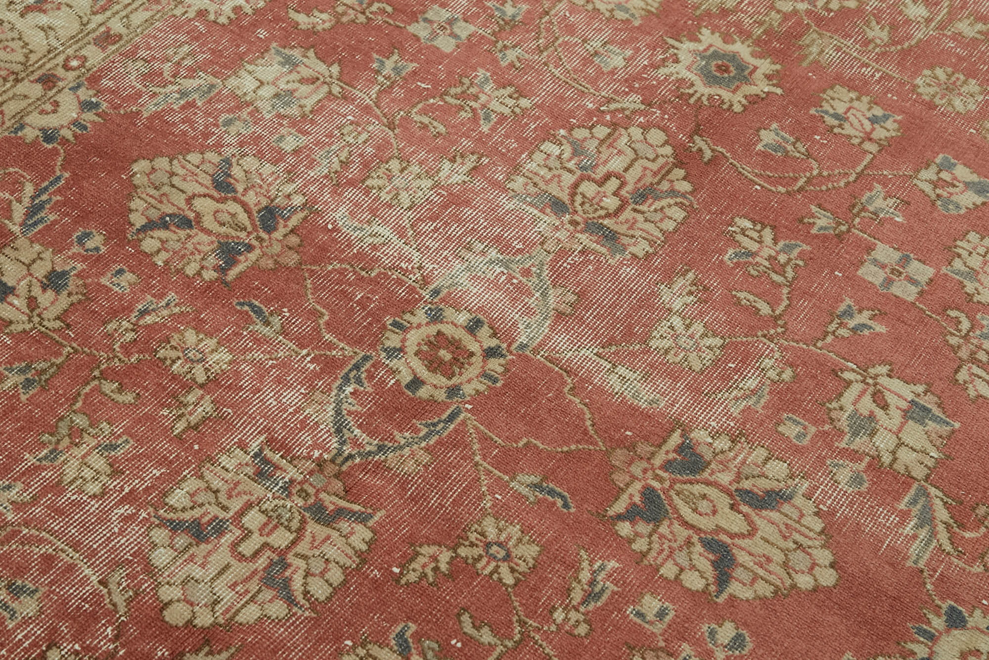 5x8 Beige Turkish Vintage Area Rug - 44607