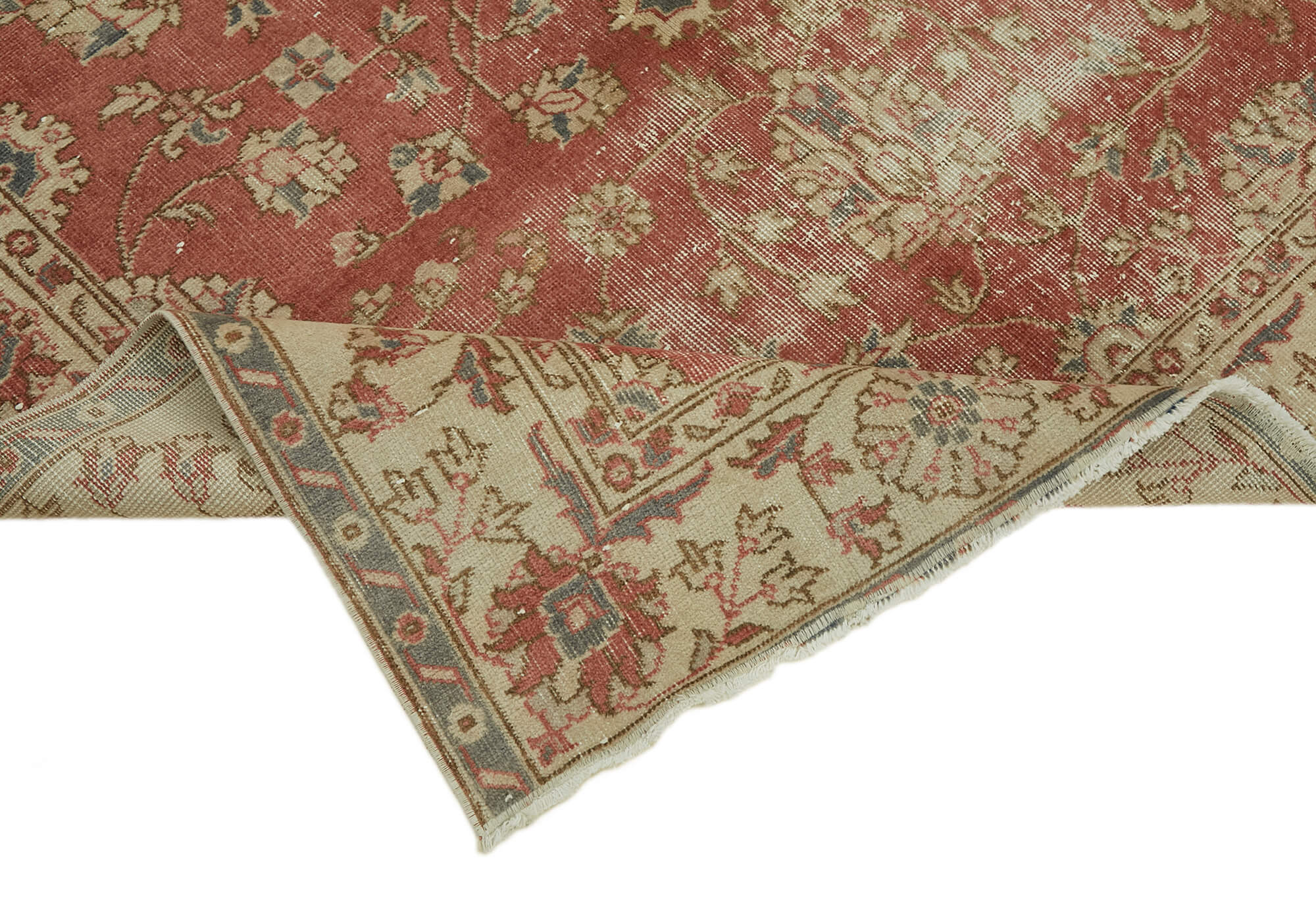 5x8 Beige Turkish Vintage Area Rug - 44607