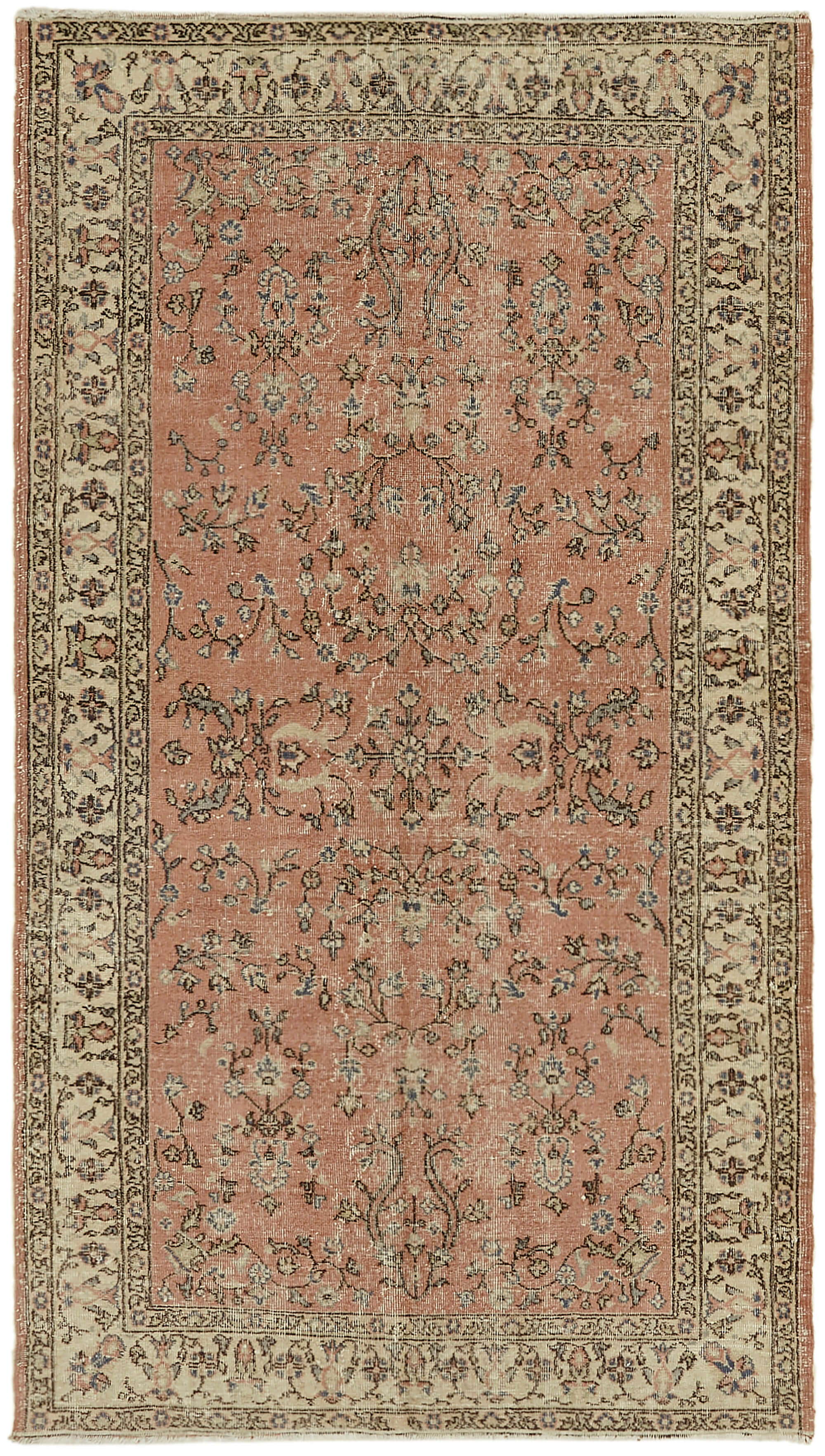 5x8 Beige Turkish Vintage Area Rug - 44609