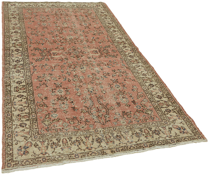5x8 Beige Turkish Vintage Area Rug - 44609