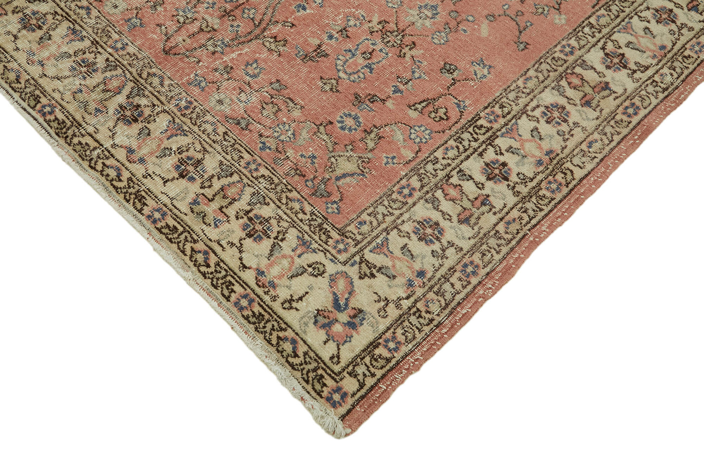 5x8 Beige Turkish Vintage Area Rug - 44609