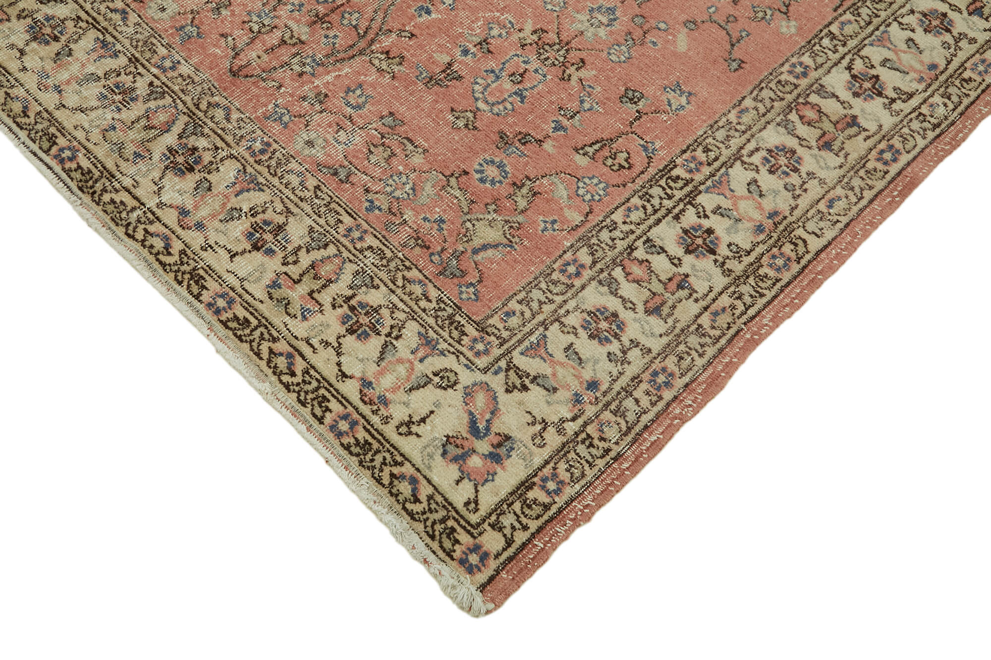 5x8 Beige Turkish Vintage Area Rug - 44609