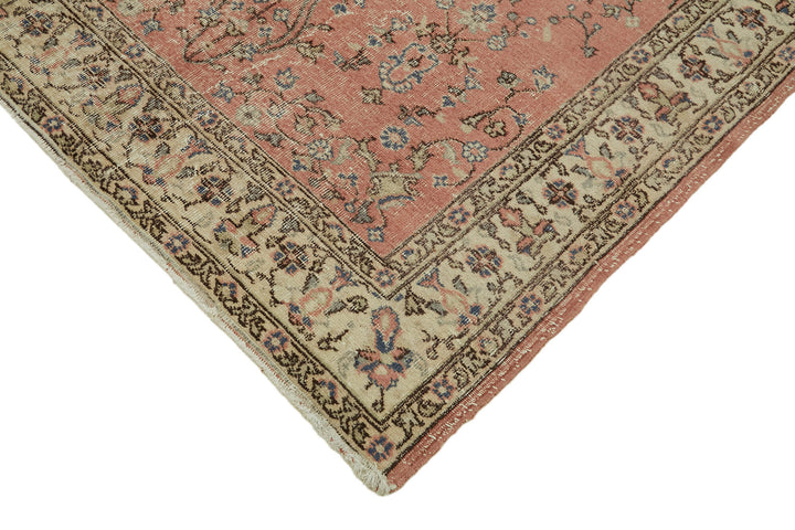 5x8 Beige Turkish Vintage Area Rug - 44609