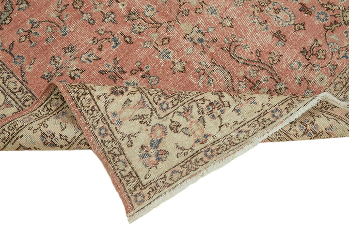 5x8 Beige Turkish Vintage Area Rug - 44609