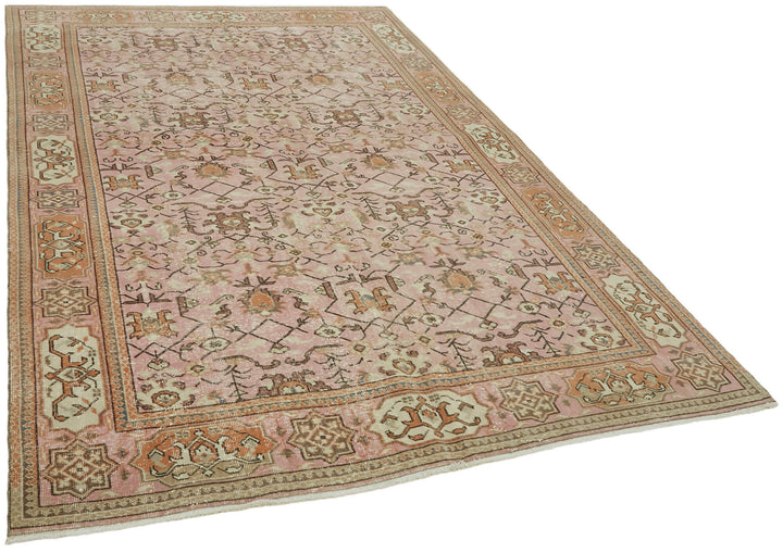 6x9 Beige Turkish Vintage Area Rug - 44612