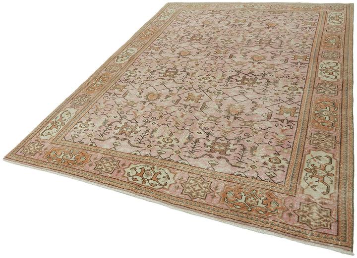 6x9 Beige Turkish Vintage Area Rug - 44612