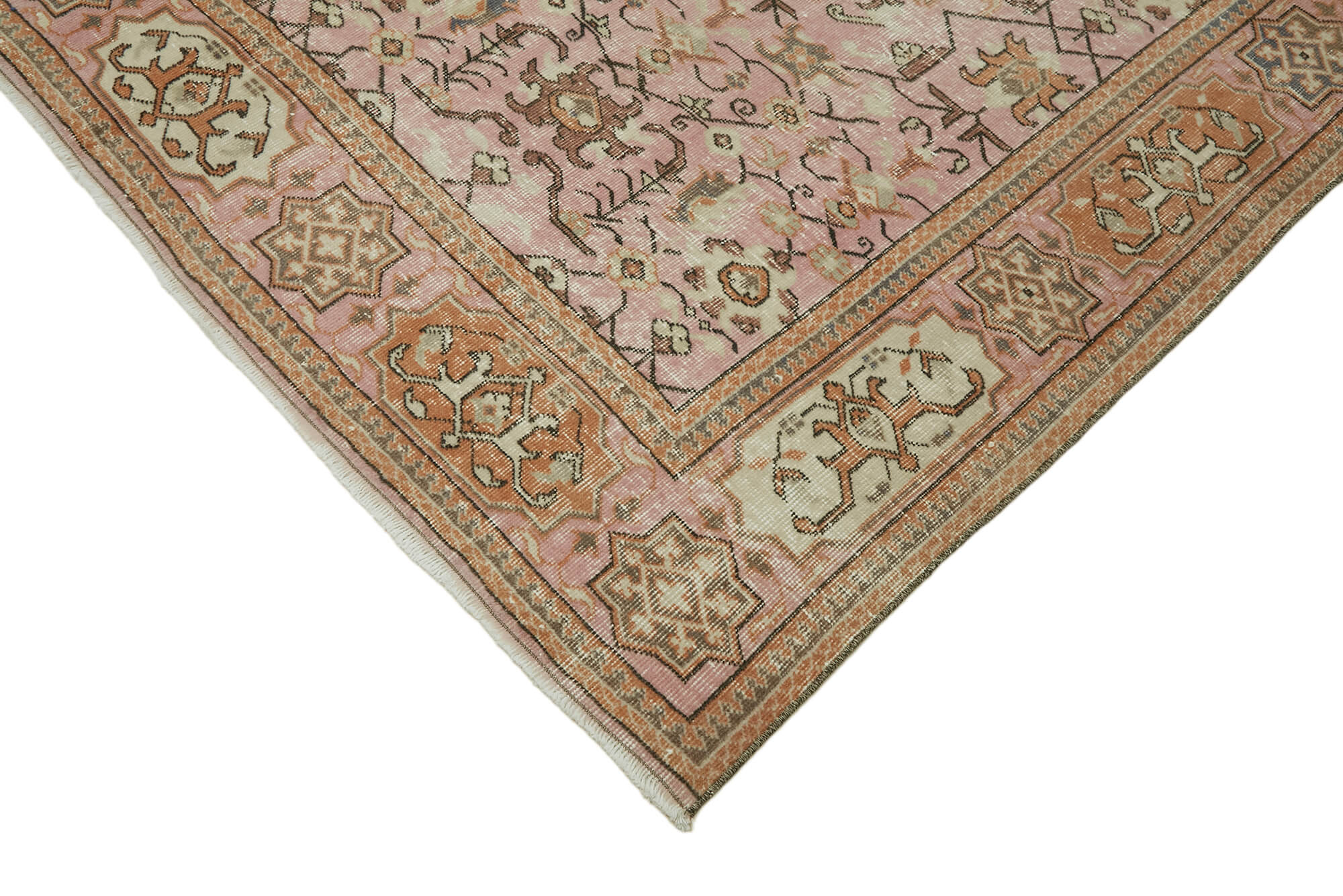 6x9 Beige Turkish Vintage Area Rug - 44612