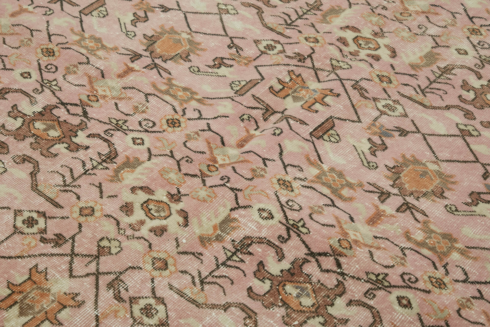 6x9 Beige Turkish Vintage Area Rug - 44612