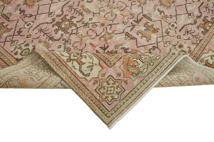 6x9 Beige Turkish Vintage Area Rug - 44612