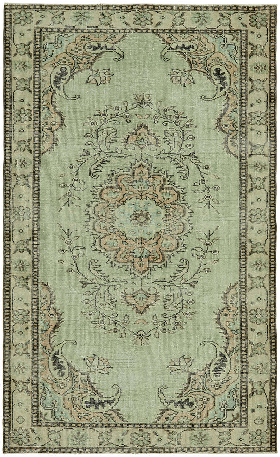 6x9 Beige Turkish Vintage Area Rug - 44613