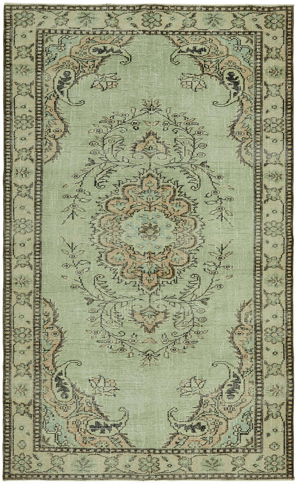 6x9 Beige Turkish Vintage Area Rug - 44613