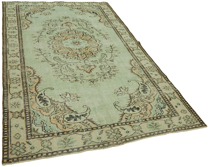 6x9 Beige Turkish Vintage Area Rug - 44613