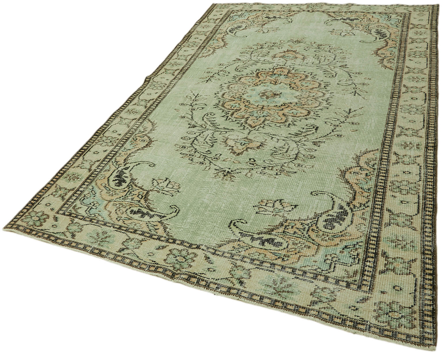 6x9 Beige Turkish Vintage Area Rug - 44613