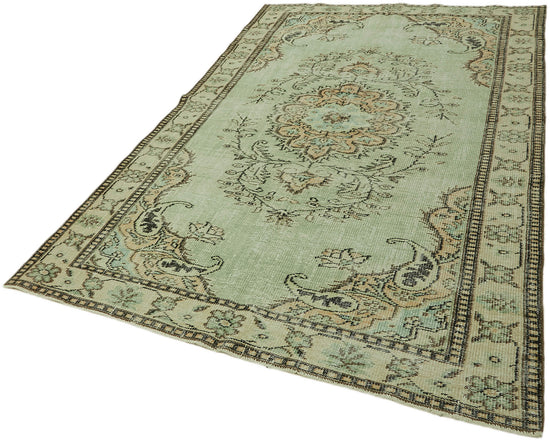6x9 Beige Turkish Vintage Area Rug - 44613
